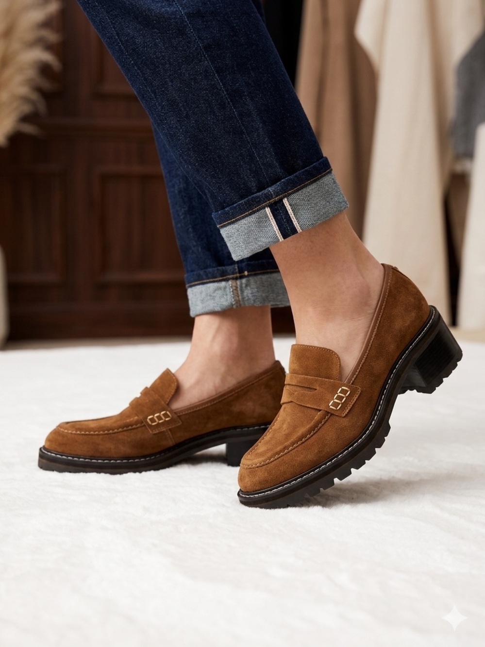 Bernardo Selma Women's Suede Penny Loafers Size 8.5